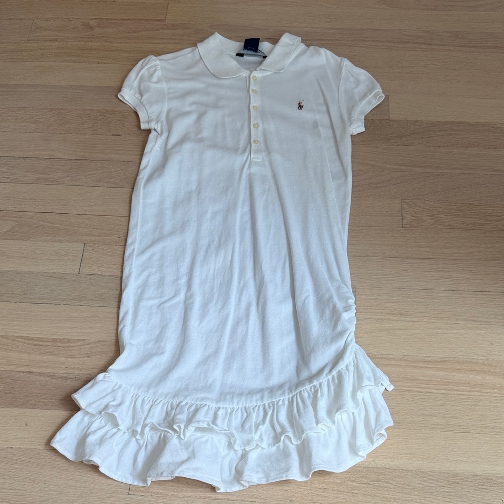 Ralph Lauren Cream Polo Dress with Ruffle Hem Never Worn